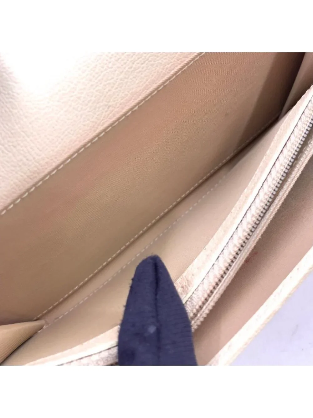 Dior Trotter Flower Embroidered Leather Light Beige Wallet Silver